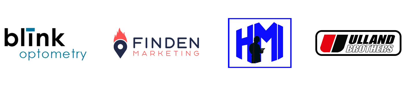 Group of logos: Blink Optometry, Finden Marketing, HMI, Ulland Brothers
