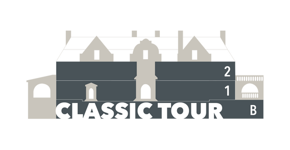 diagram showing the accessible levels of the classic tour, including the lower level, first floor, and second floor.